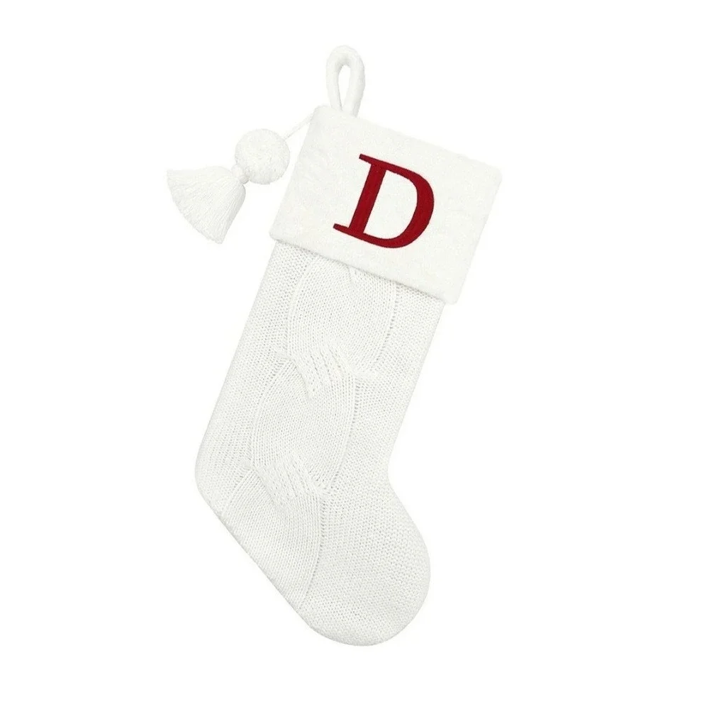 St. Nicholas Square Ivory Cable Knit Christmas Stocking‎ Red 